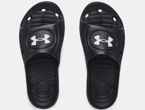 UNDER ARMOUR BOYS’ LOCKER IV SLIDES ΜΑΥΡΟ